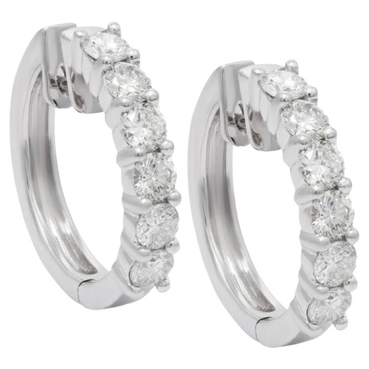 Diana M. 1 CT. Diamond Hoop Earrings 14K White Gold