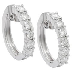 Diana M. 1 CT. Diamond Hoop Earrings 14K White Gold