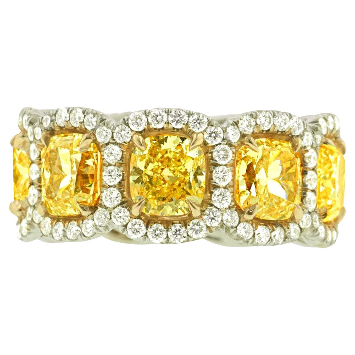 Diana M. 11.22 Ct Fancy Yellow Diamond Eternity Band  For Sale