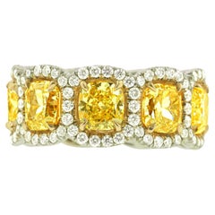 Anneau d'éternité Diana M. en diamant jaune fantaisie 11,22 carats 