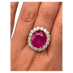 DIANA M.  11.40ct Carat Burma Ruby Certified by GRS Sounded by 1cts of diamonds 