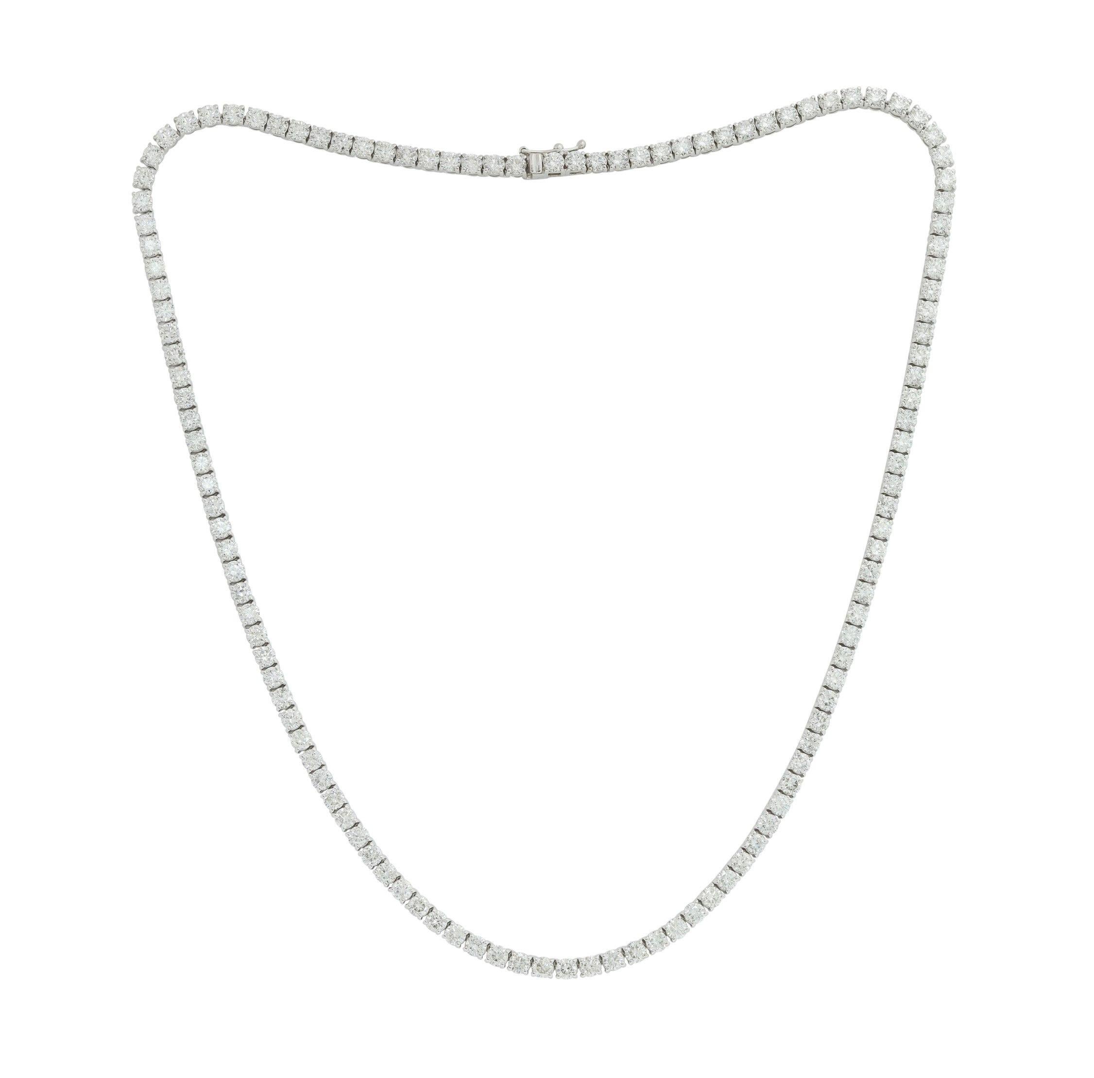 Benutzerdefinierte 14 k Weißgold 4 Zacken Diamant Tennis Halskette 11,45 cts  runde Diamanten 156 Steine je 0,07 Farbe GH SI Reinheit. Ausgezeichneter Schnitt
