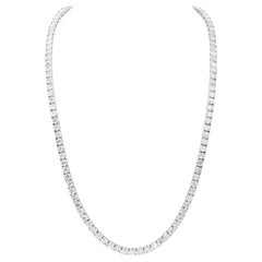 Diana M. 11.45 Cts Round Diamond 4 Prong Tennis Necklace 14k White Gold 