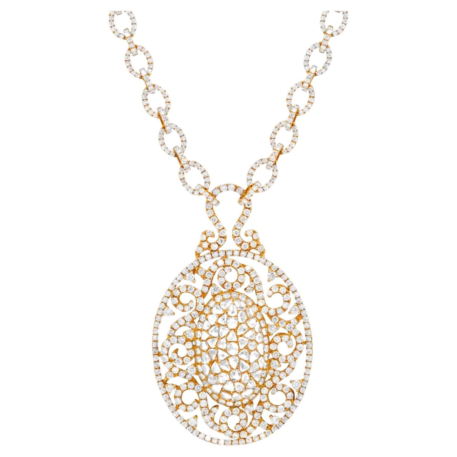 Diana M 12.43cts Diamond Pave Fashion Pendant in 18kt Rose Gold