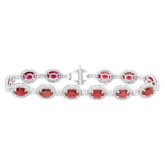Diana M, bracelet à la mode en rubis ovale 12,77 carats et diamants 4,08 carats