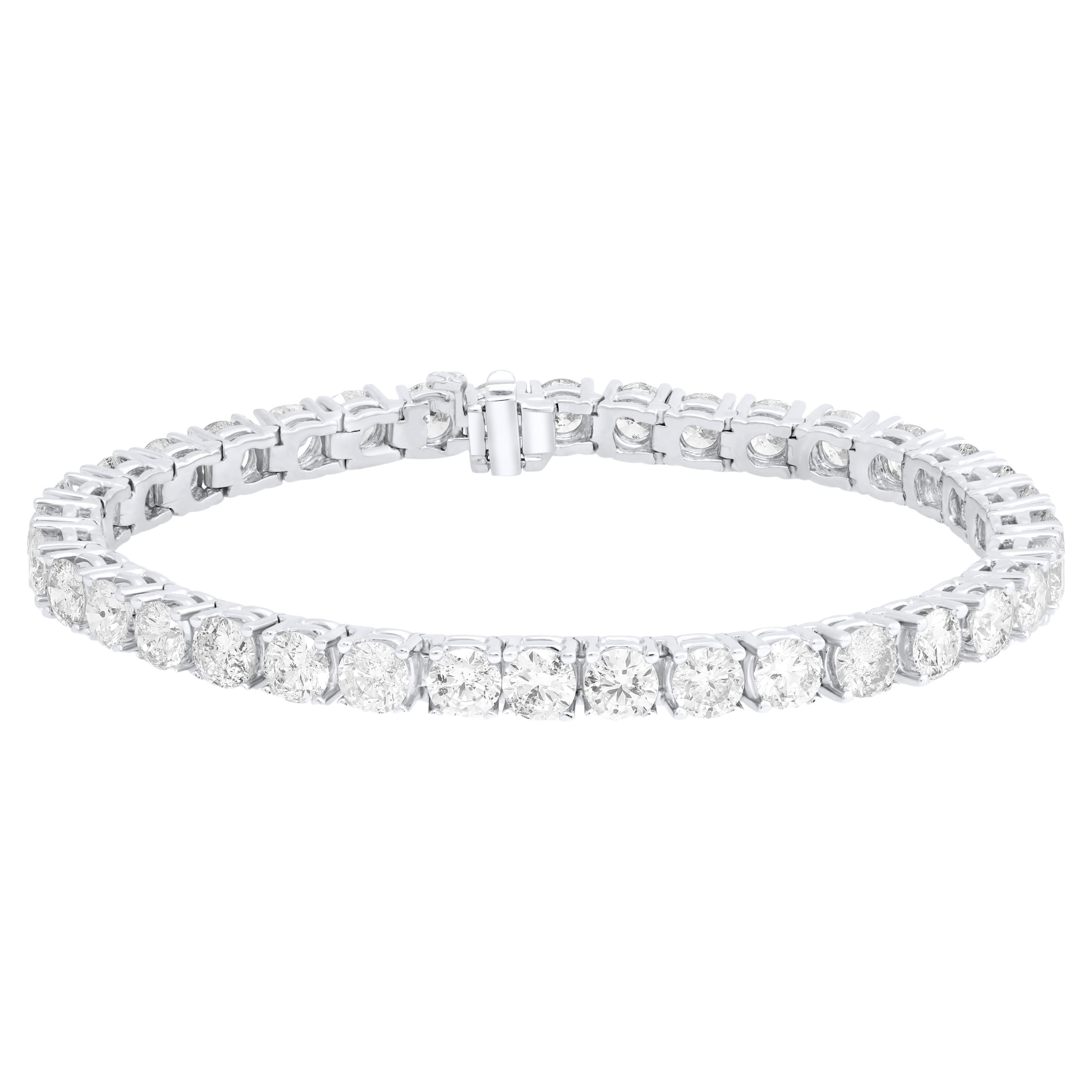 Diana M. 13.00 CT Bracciale Tennis con Diamanti in Oro Bianco 18K