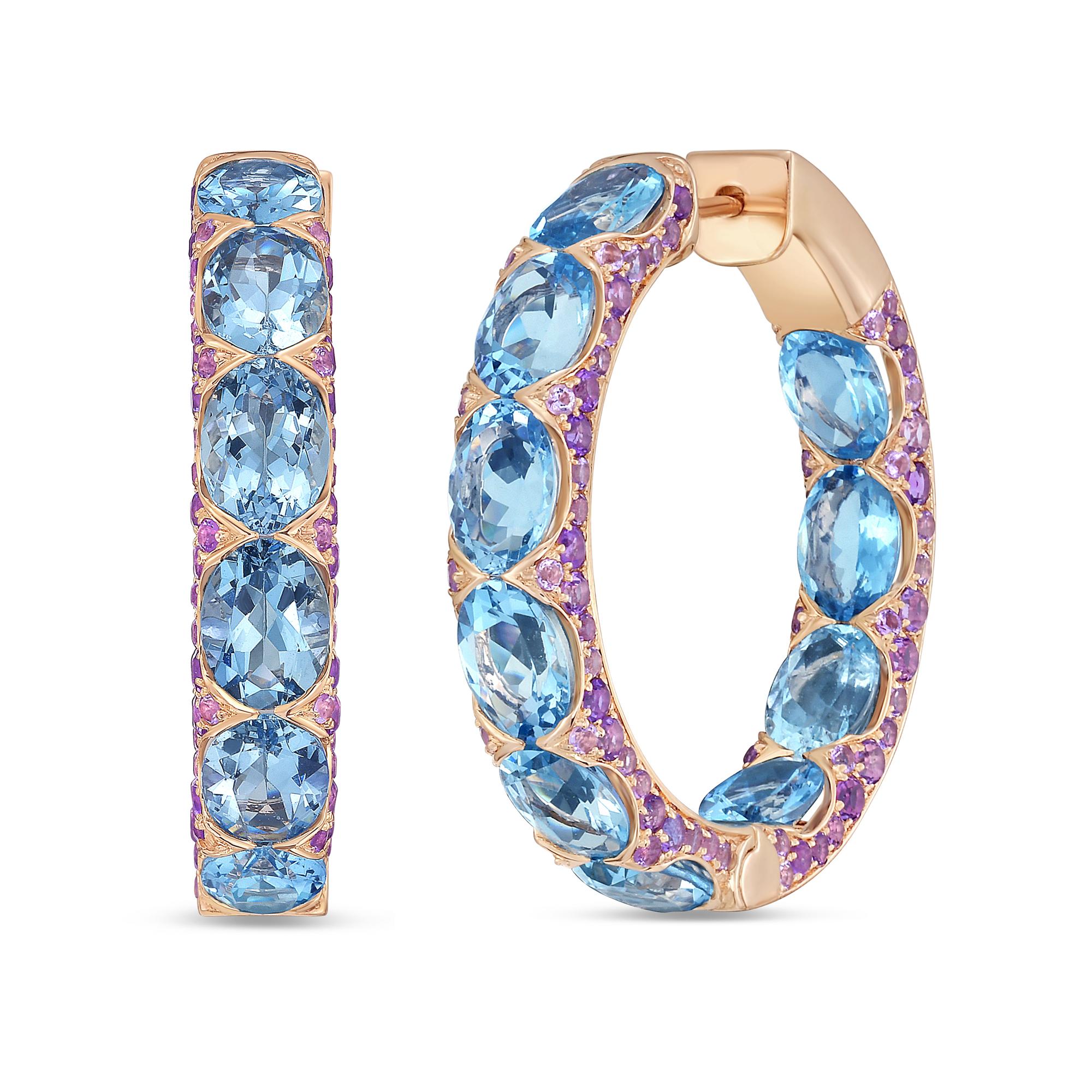 Diana M 13,53cts Aquamarin & Amethyst Reifen in 18kt Gold (Ovalschliff) im Angebot