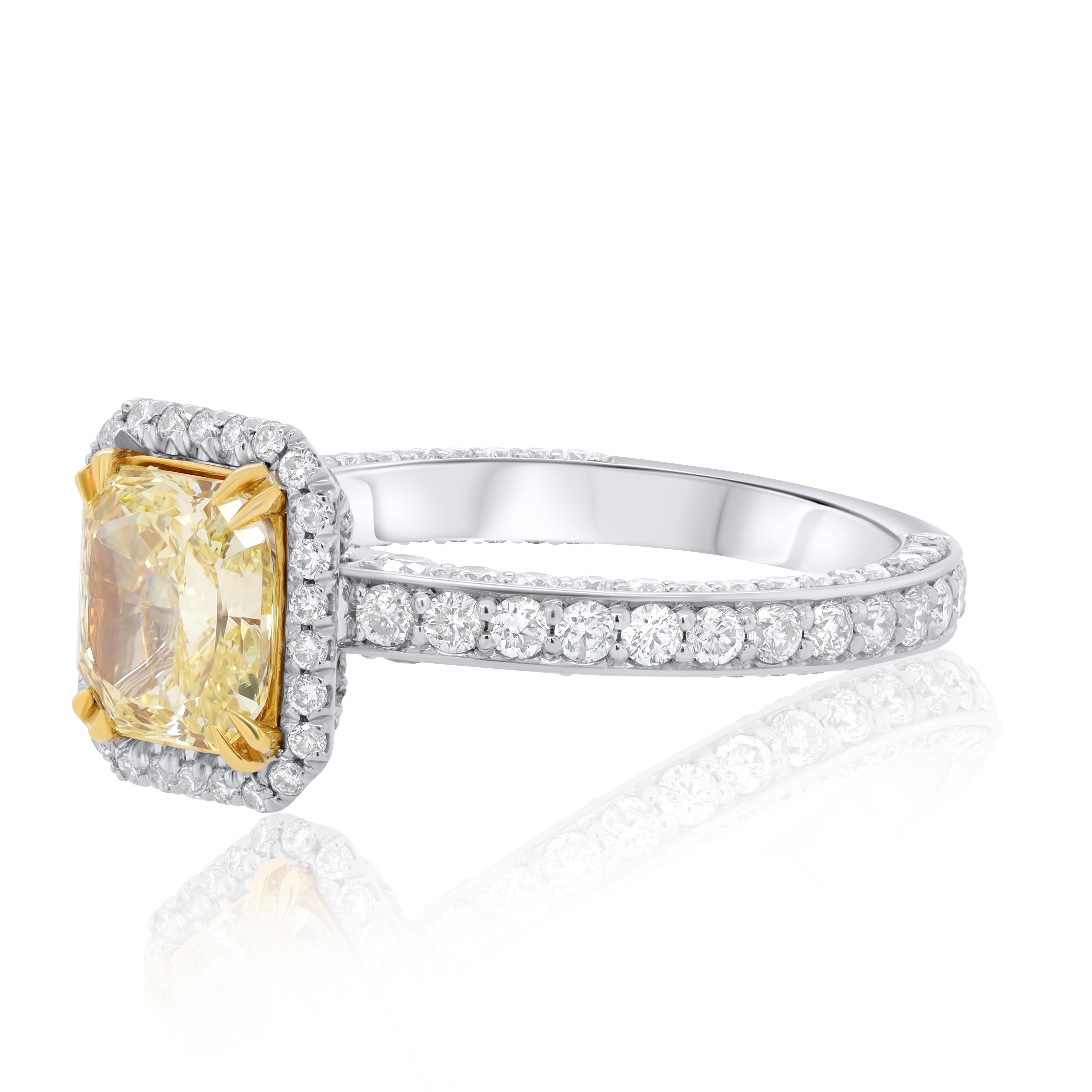 Princess Cut Diana M.  1.39 ct GIA certified (FIY VS2) fancy intense yellow radient diamond  For Sale