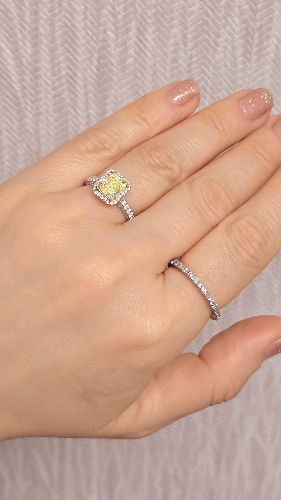 Princess Cut Diana M.  1.39 ct GIA certified (FIY VS2) fancy intense yellow radient diamond For Sale