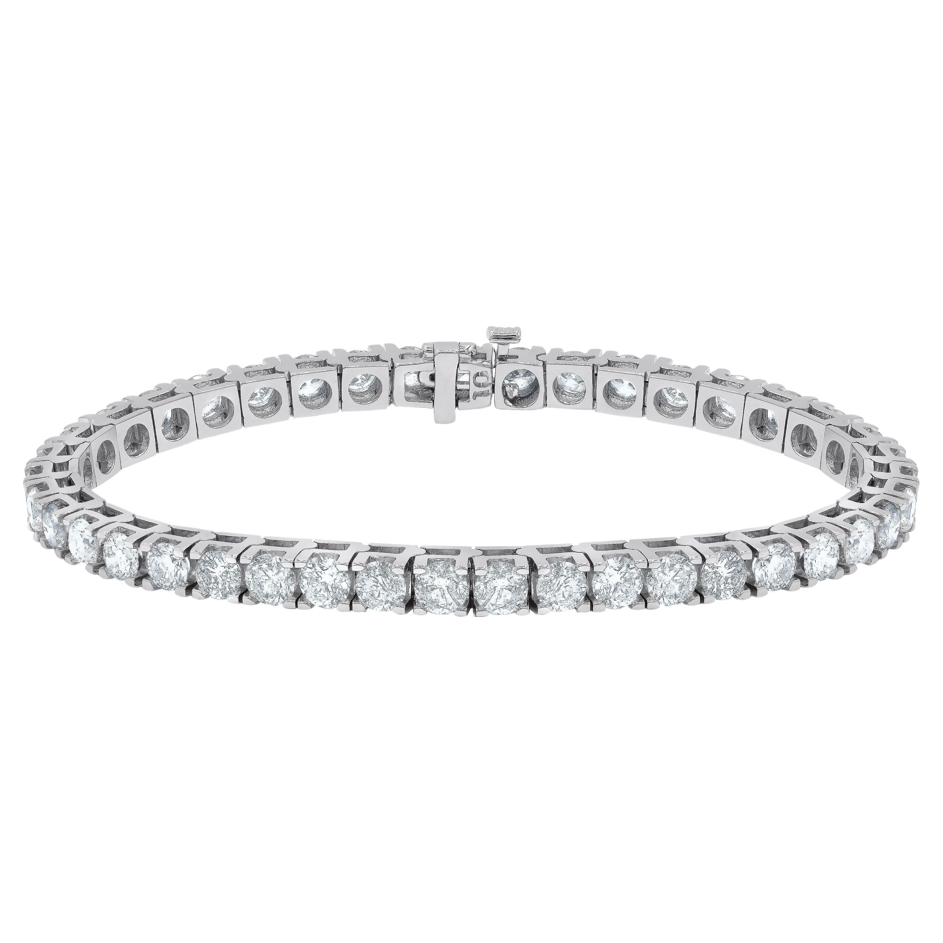 Diana M. Pulsera de tenis de oro blanco de 14 quilates con 8,00cts de diamantes redondos
