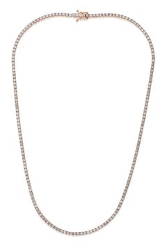 Diana M 14 Kt Rose Gold, 16" 9.00 Ct Diamond Tennis Necklace
