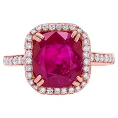 Diana M. 14 kt rose gold ruby and diamond ring featuring a 3.14 ct 
