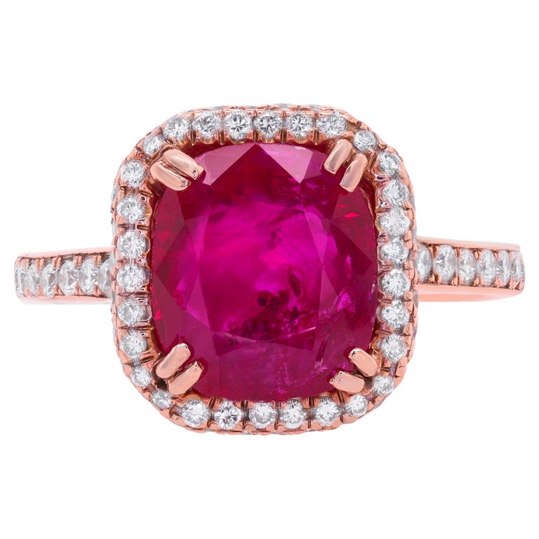 Diana Bague en or rose 14 carats avec rubis et diamants de 3,14