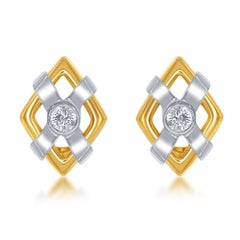 Diana M. 14 kt White and Yellow Gold Diamond Earrings Containing 0.50 cts