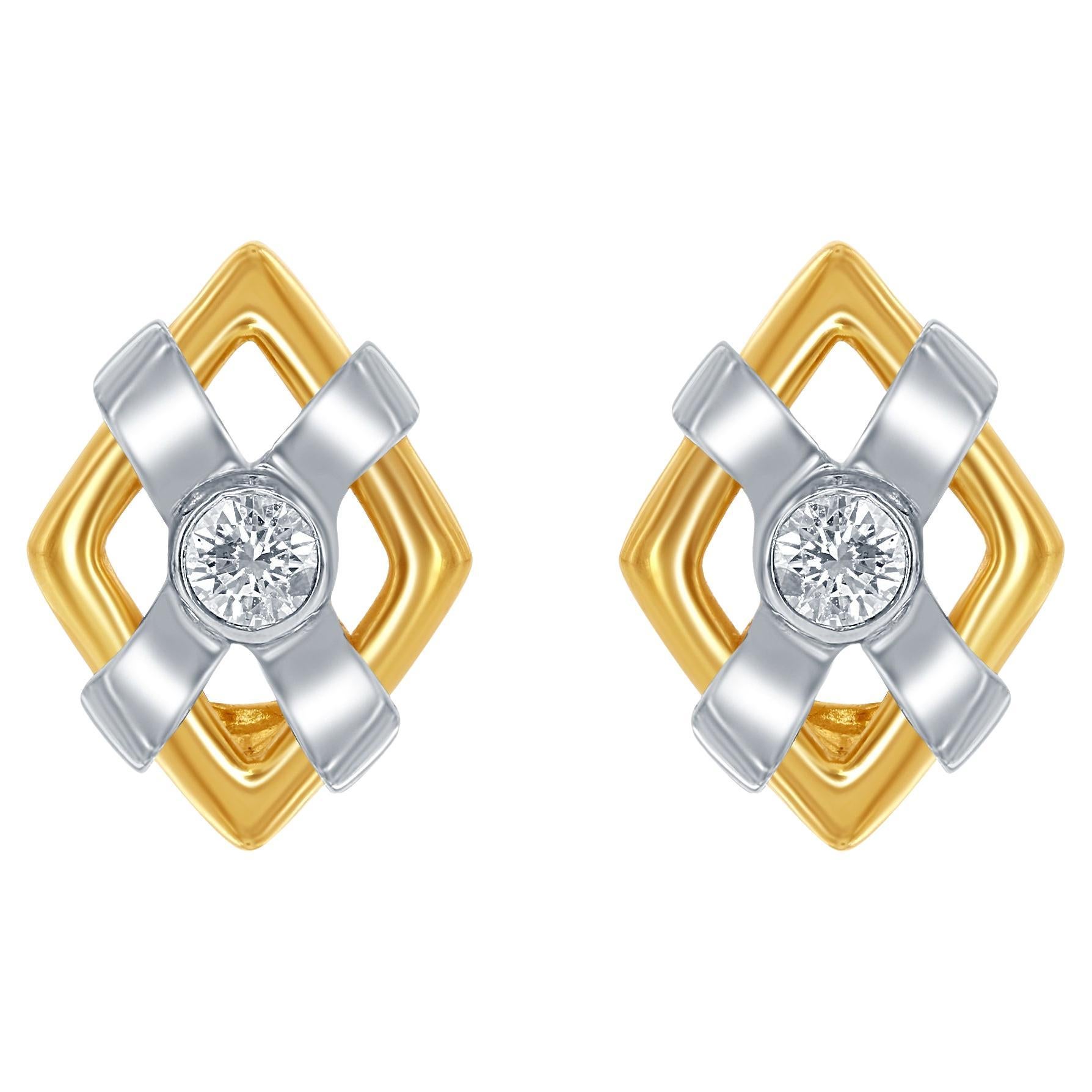 Diana M. 14 kt White and Yellow Gold Diamond Earrings Containing 0.50 cts  For Sale