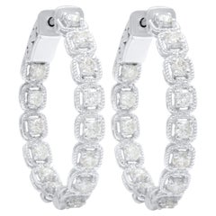 A&M. Boucles d'oreilles en or blanc 14 carats, 1" avec diamants de 2,00 cts tw.