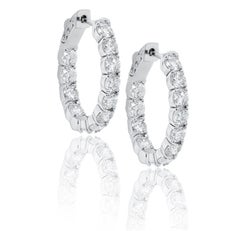 Diana M. 14 kt Weißgold, 1" Creolen mit 3,00 Karat runden Diamanten von Diana M.