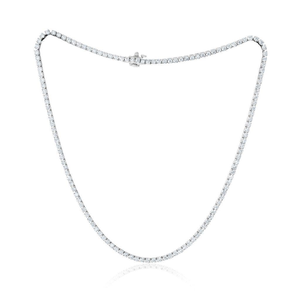 Round Cut Diana M 14 Kt White Gold 12.00 Cts Diamond Tennis Necklace, 144ST For Sale