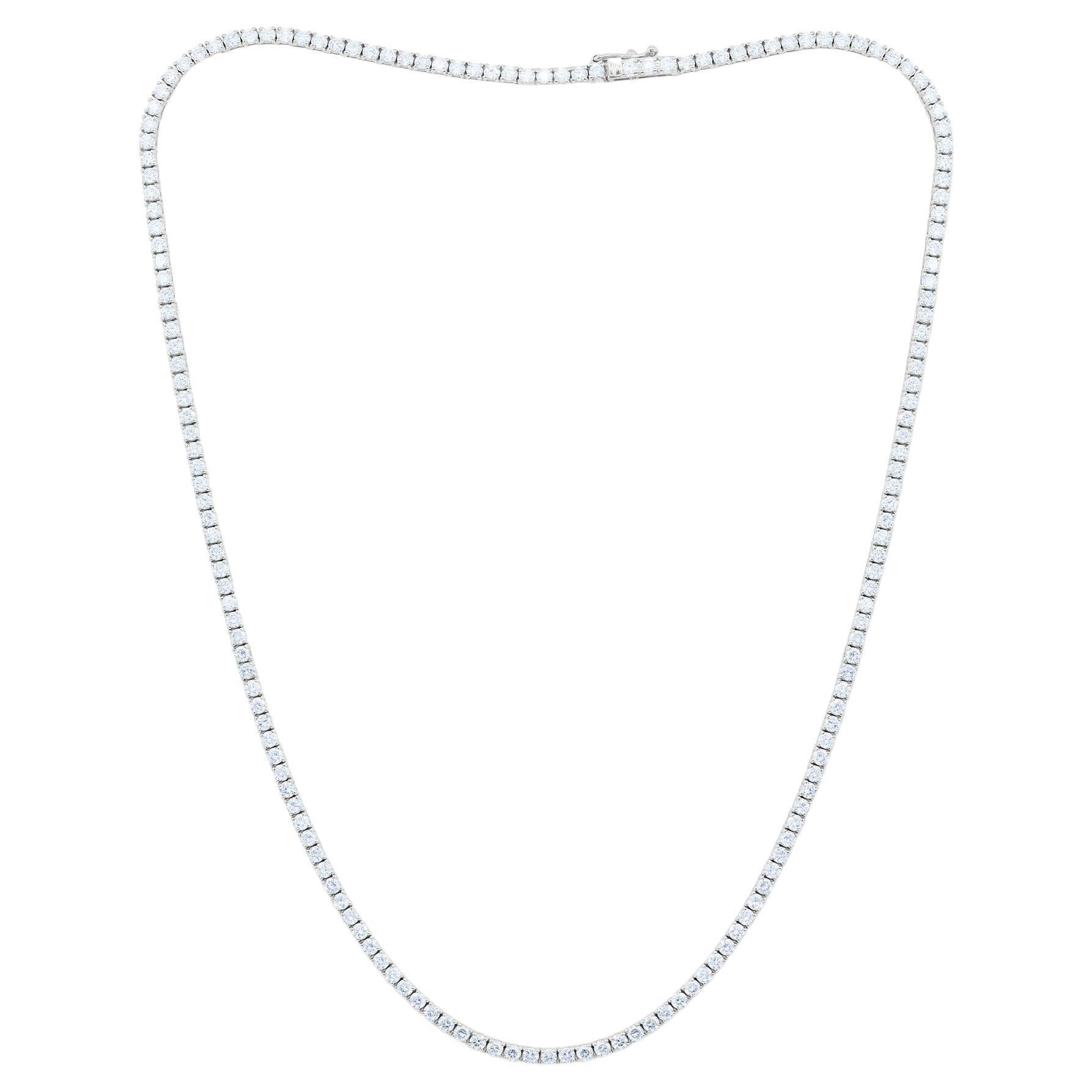 Diana M. 14 kt white gold, 16" diamond tennis necklace featuring 3.00 cts tw 