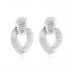 Diana M 14 Kt White Gold 1.60 Cts Diamond Earrings With Grooves