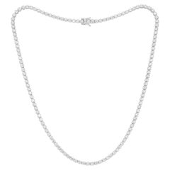 Used Diana M. 14 kt white gold, 17" 4 prong diamond tennis necklace featuring 4.00 ct