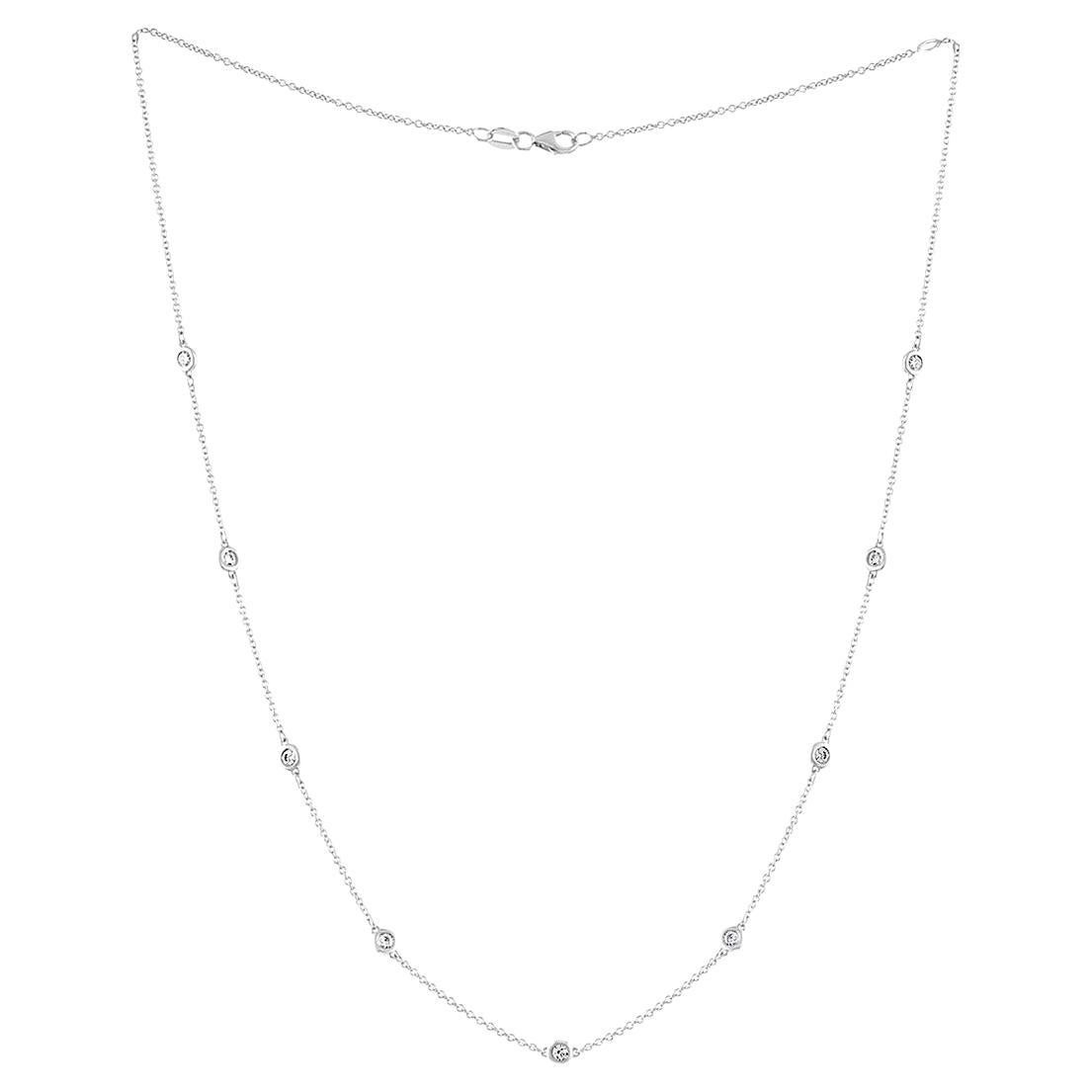 Diana M. 14 kt white gold, 18" diamonds-by-the-yard necklace featuring 1.00 cts  For Sale