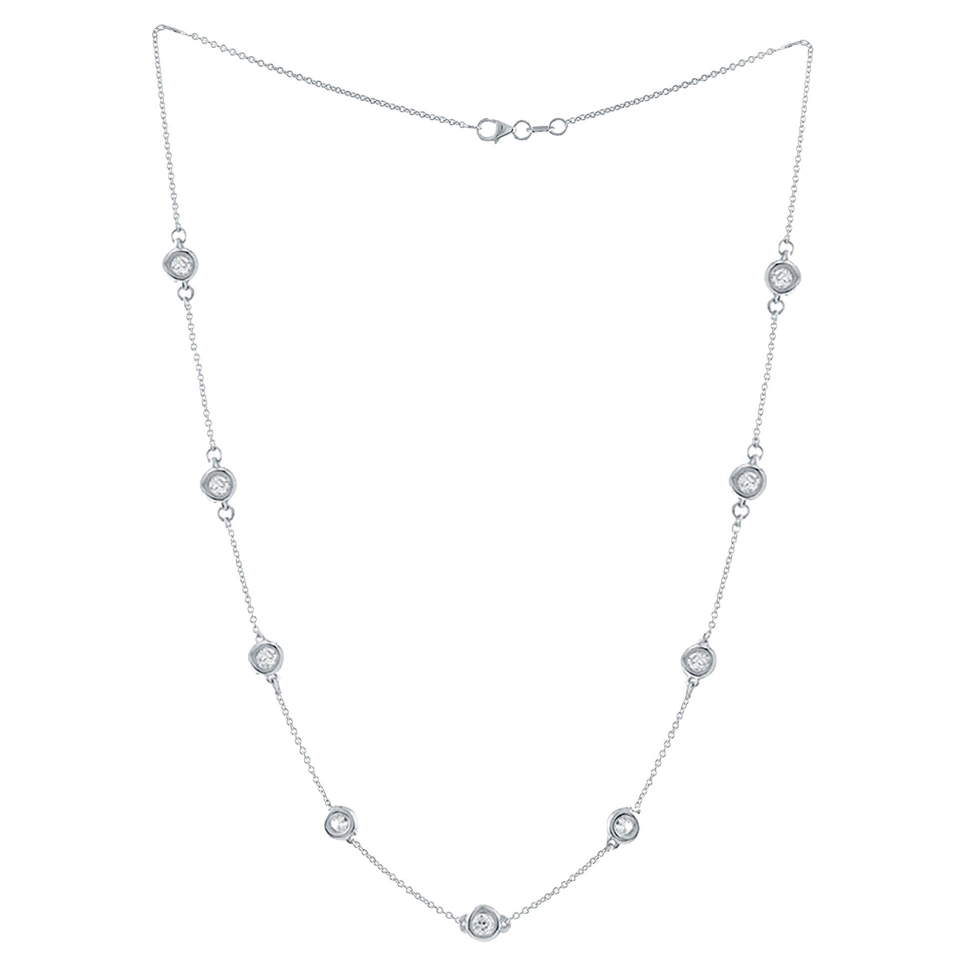 Diana M. 14 kt Weißgold, 17" Diamanten-by-the-yard-Halskette 2,25 Karat  im Angebot