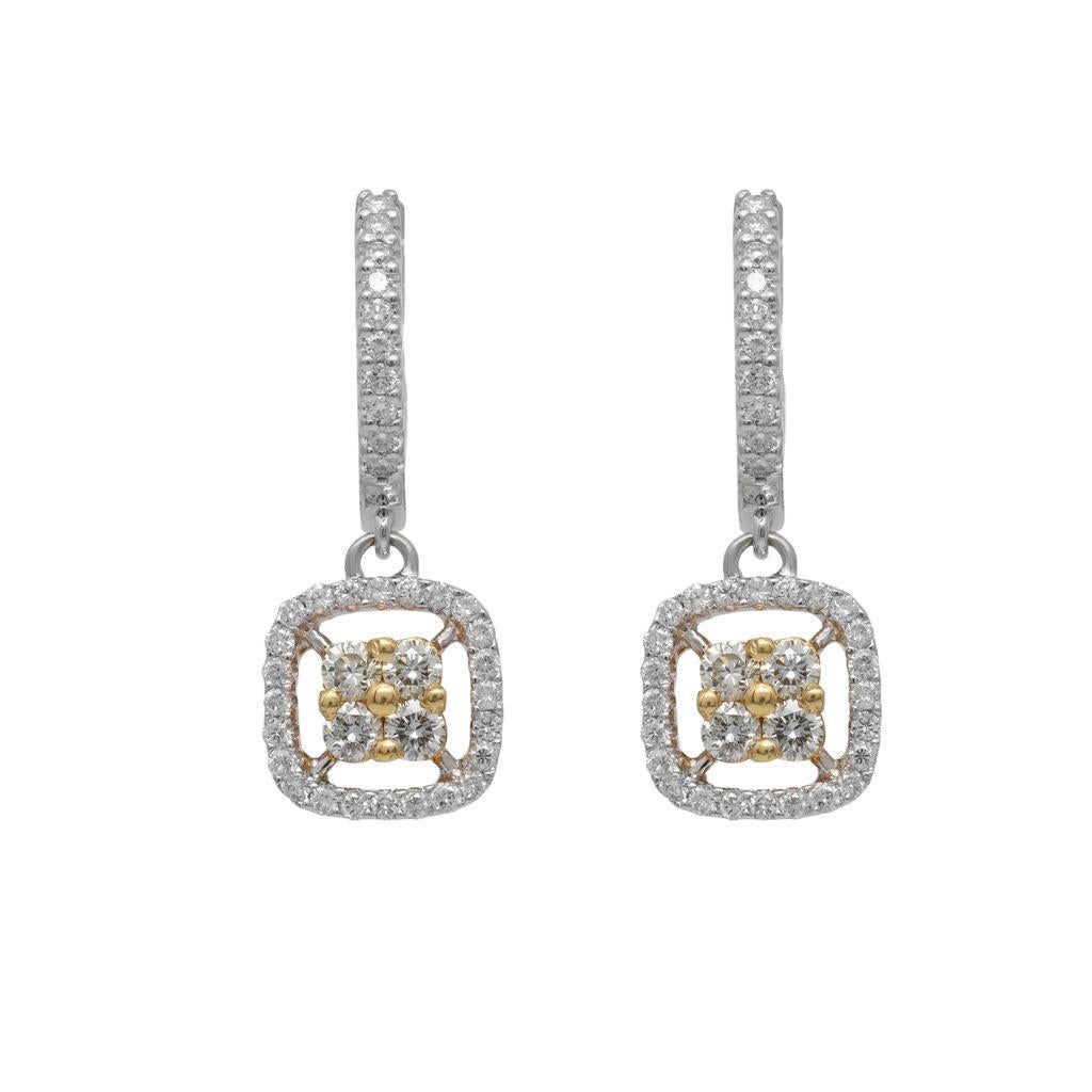 Moderno Diana M Orecchini di diamanti in oro bianco 14 Kt con 1,10 carati di diamanti Tw di diamanti in vendita