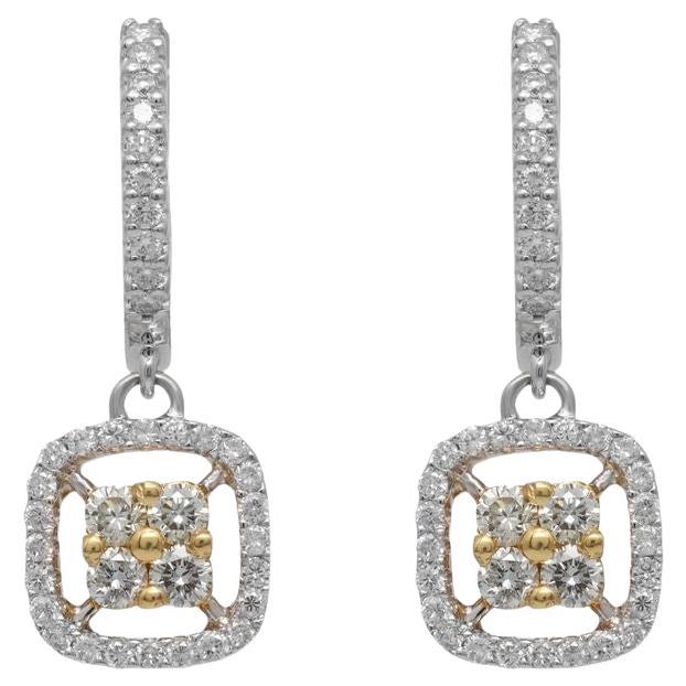 Diana M 14 Kt White Gold Diamond Earrings Adorned with 1.10 Cts Tw of Diamonds