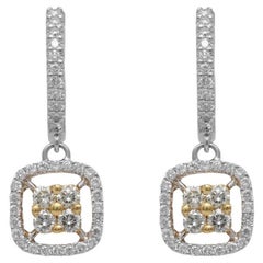 Diana M Pendientes de Diamantes de Oro Blanco de 14 Kt Adornados con 1,10 Cts Tw de Diamantes