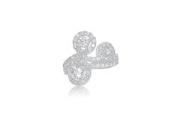 Diana M. 14 kt White Gold Diamond Fashion Ring With Spirals Surrounding Diamonds