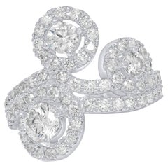 Diana M. Bague à la mode en or blanc 14 carats avec spirales entourant des diamants
