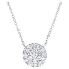 Diana M. Pendentif en or blanc 14 carats avec motif circulaire pavé de diamants 