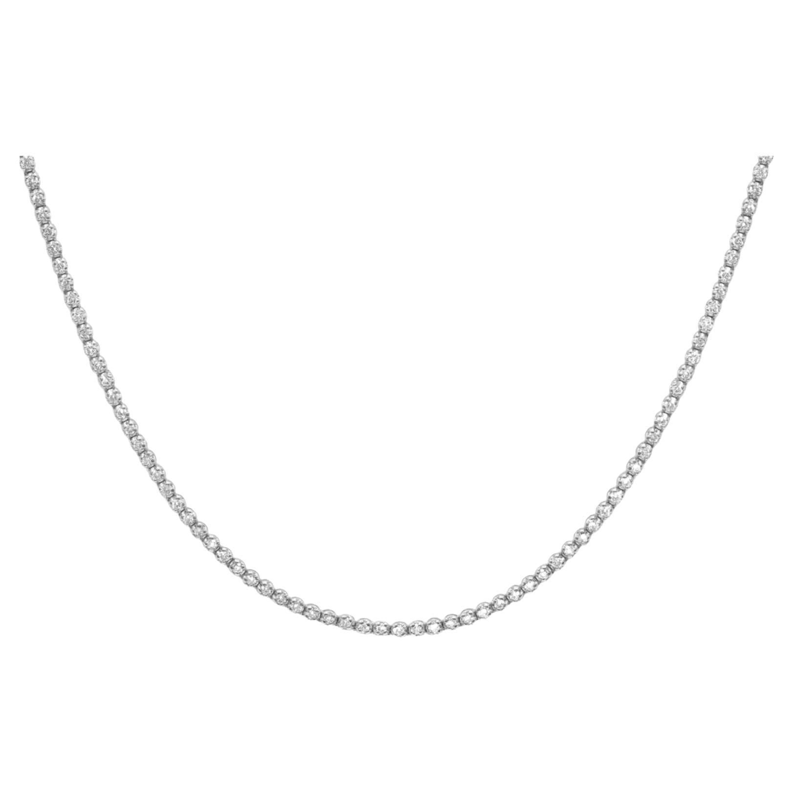 Diana M 14 Kt White Gold, Four Prong 4.00 Ct Diamond Tennis Necklace
