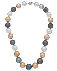 Diana M. Collana di perle in oro bianco 14 kt con perle bianche e gialle di 9-14 mm.