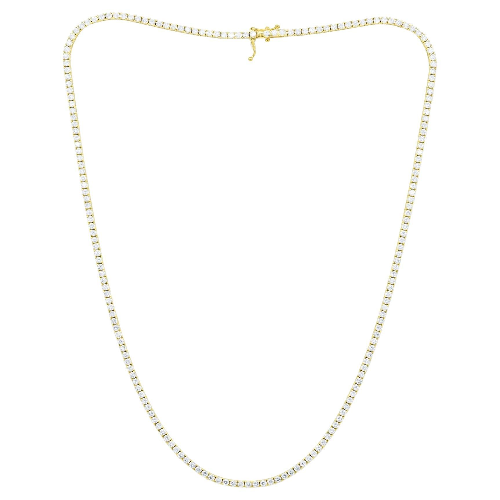 Diana M 14 Kt Yellow Gold 7.40 Cts Diamond Straight Line Tennis Necklace