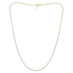 Diana M 14 Kt Yellow Gold 7.40 Cts Diamond Straight Line Tennis Necklace