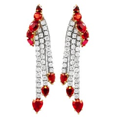 Diana M. 14.80 Carat Ruby and Diamond Dangle Earrings