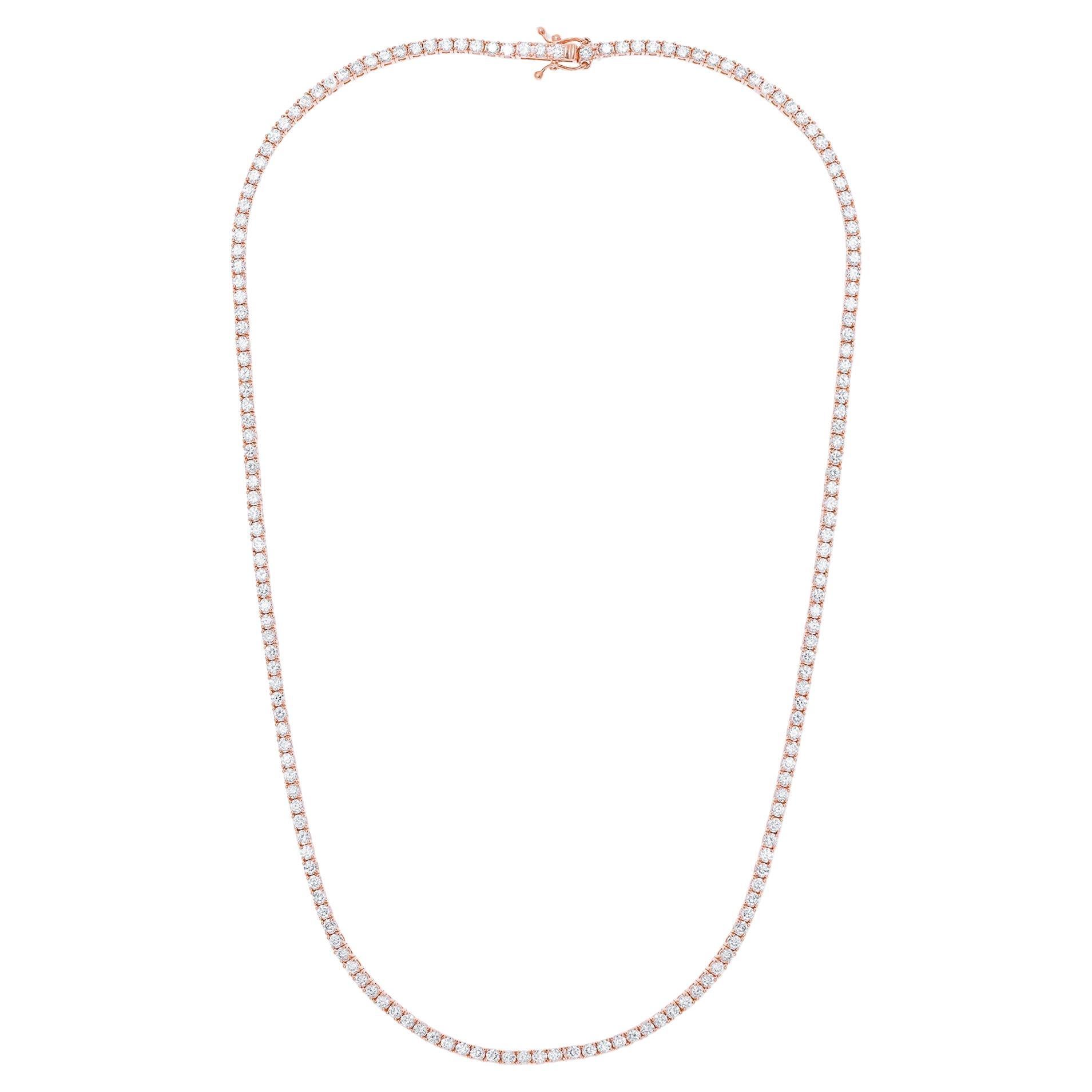 Diana M Collier tennis en or rose 14 carats avec 8,00 carats de diamants, serti à quatre griffes