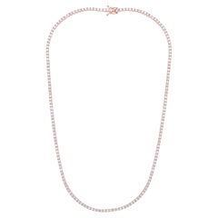 Diana M Collar de Tenis de Diamantes de Oro Rosa de 14K y 8,00 Ct, engastado en cuatro garras