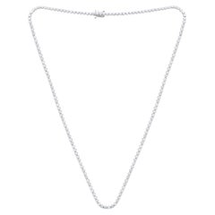 Diana M 14K WG Buttercup Set Straight Line 4.07Ct Diamond Tennis Necklace
