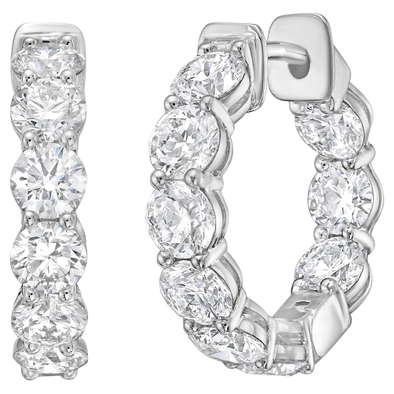 A&M. Boucles d'oreilles en or blanc 14K avec diamants de 0,75", poids total 1,95 carats