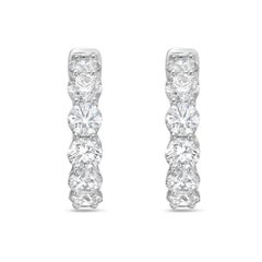 Diana M. 14K White Gold 0.75" Diamond Hoop Earrings, 3.10 Carats Total Weight