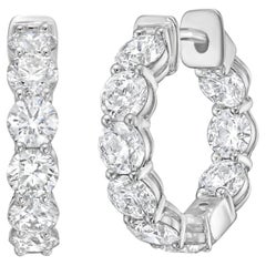Diana M. 14K White Gold 0.75" Diamond Hoop Earrings, 4.10 Carats Total Weight