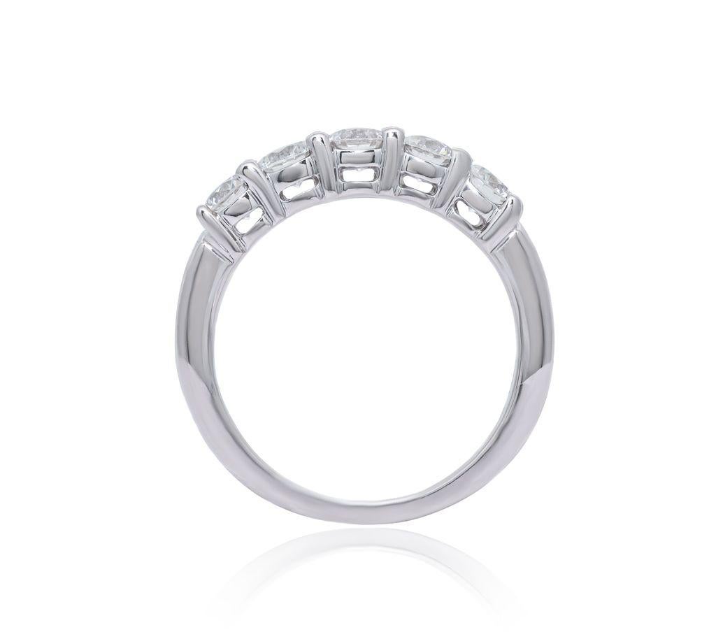 Diana M 1.00 Cts Diamond Wedding Band in 14K White Gold In New Condition For Sale In New York, NY