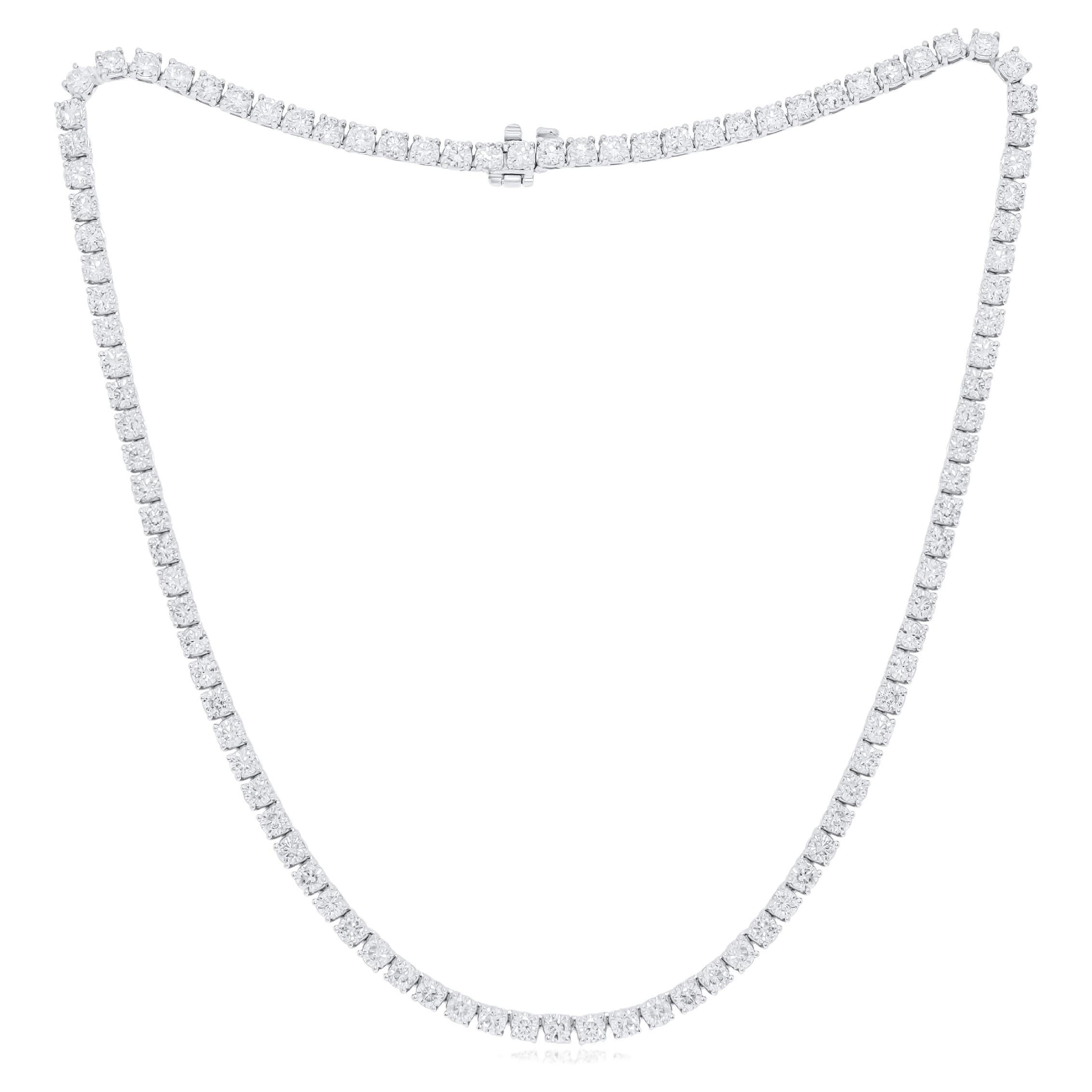 Diana M  15.00 Ct Diamond Tennis Necklace in 14K White Gold