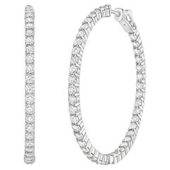 A&M. Boucles d'oreilles en or blanc 14 carats 1.75" diamant, 5.00 carats poids total
