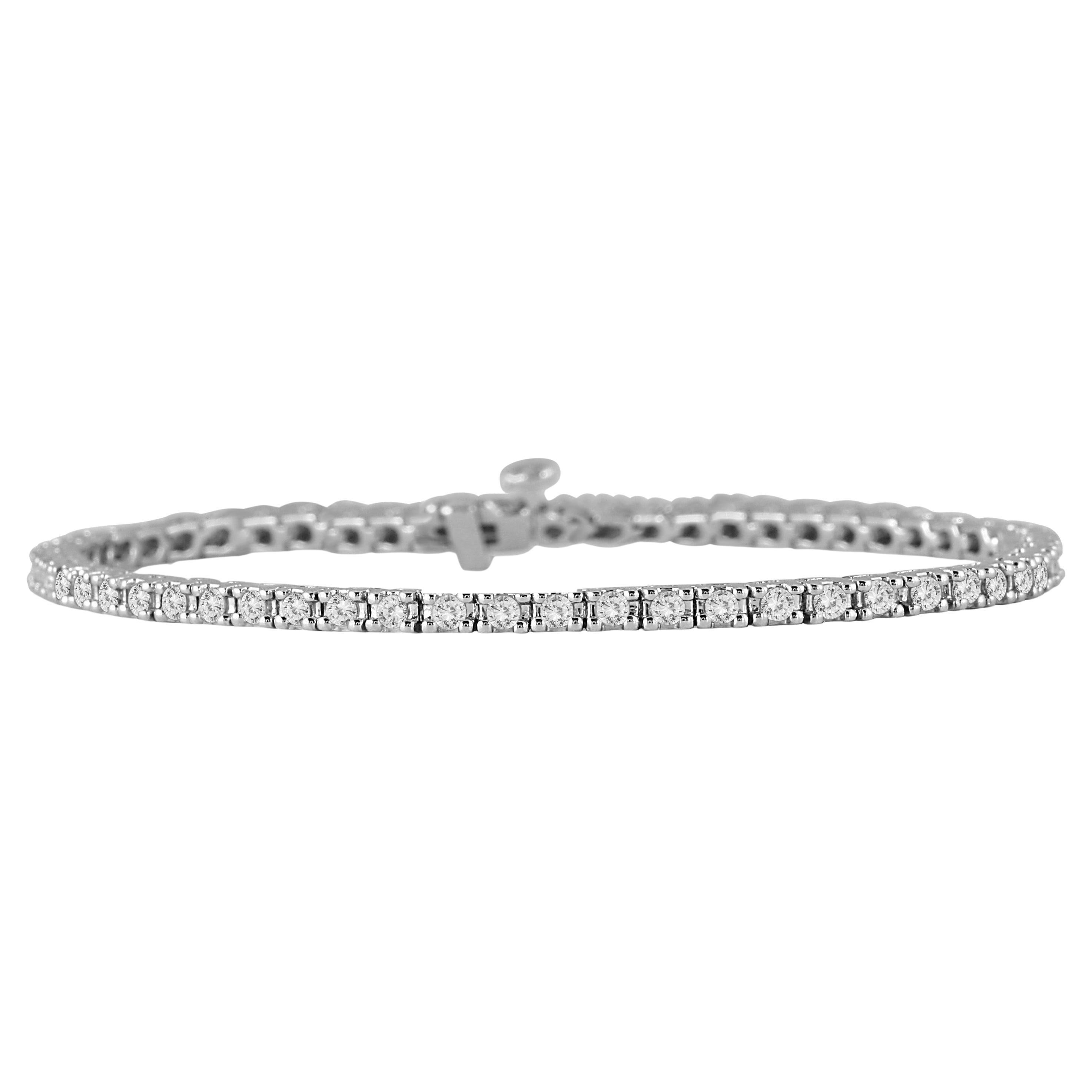 Diana M 14K Weißgold 2,00 Karat Diamant-Tennisarmband mit vier Zackenfassungen