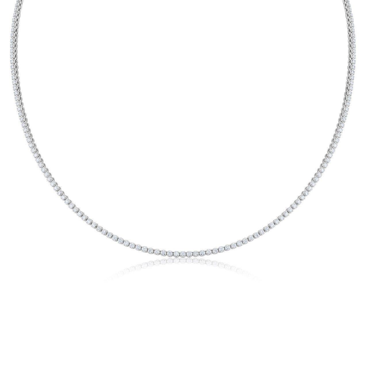 Modern Diana M 14K White Gold 2.25 Ct Diamond Tennis Necklace in a Buttercup Setting For Sale
