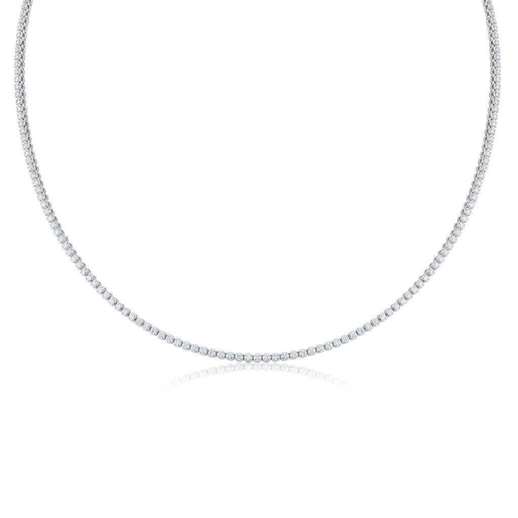 Diana M 14K White Gold 2.25 Cts Diamond Tennis Necklace with a Buttercup Setting In New Condition For Sale In New York, NY